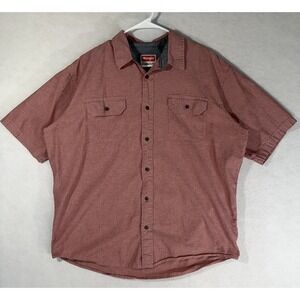 Wrangler Premium Quality Comfort  Flex Short Sleeve Red Denim Button Up L